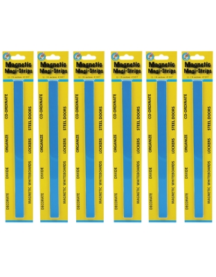 Magnetic Magi-Strips, Blue, 12 Feet Per Pack, 6 Packs