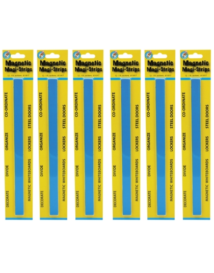 Magnetic Magi-Strips, Blue, 12 Feet Per Pack, 6 Packs