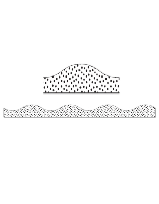 Magnetic Border, Black Messy Dots on White, 12'