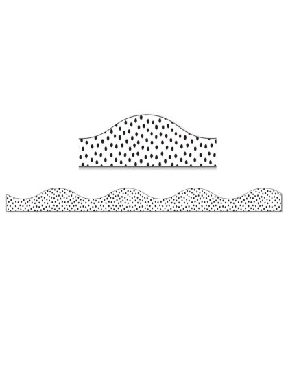 Magnetic Border, Black Messy Dots on White, 12'
