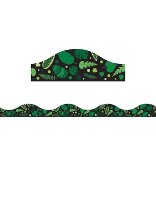 Magnetic Scallop Border, Greenery on Black, 12 Feet