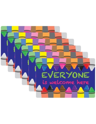 Computer Mouse Pad, 8" x 10", Everyone is Welcome Here, Crayons, Pack of 6