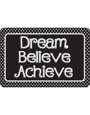 The Original Fun Mat&reg; Computer Mouse Pad, 11.75x8 in, Dream, Believe, Achieve, Black with White Dots