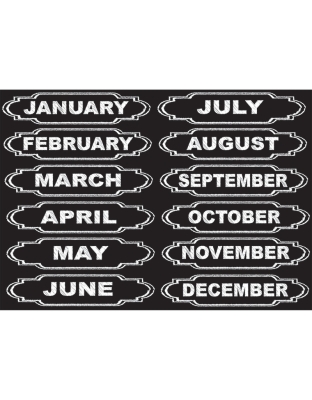 Die-Cut Magnets, Chalkboard Calendar Months, 12 Pieces