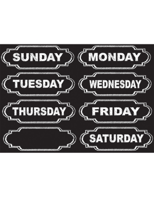 Die-Cut Magnets, Chalkboard Days of the Week, 8 Pieces