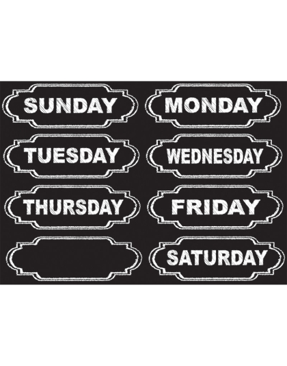 Die-Cut Magnets, Chalkboard Days of the Week, 8 Pieces