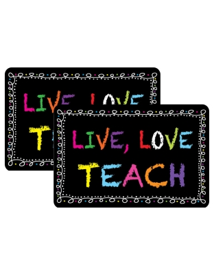 The Original Fun Mat&reg;, Computer Mouse Pad, 11.75x8 in, Teacher Inspiration, Live Love Teach, Chalkloop Pattern, Set of 2