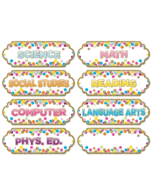 Magnetic Die-Cut Timesavers & Labels, Confetti Classroom Subjects