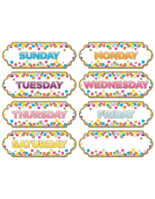 Magnetic Die-Cut Timesavers & Labels, Confetti Days of the Week