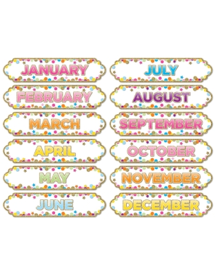 Magnetic Die-Cut Timesavers & Labels, Confetti Months of the Year