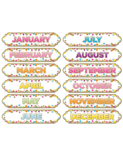 Magnetic Die-Cut Timesavers & Labels, Confetti Months of the Year