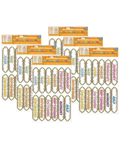 Magnetic Die-Cut Timesavers & Labels, Confetti Months of the Year, 12 Per Pack, 6 Packs