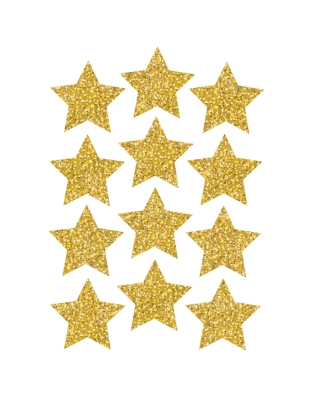 Die-Cut Magnets, 3" Gold Sparkle Stars, Pack of 12