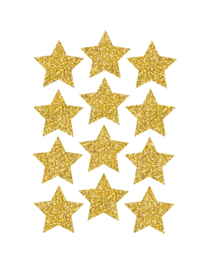 Die-Cut Magnets, 3" Gold Sparkle Stars, Pack of 12