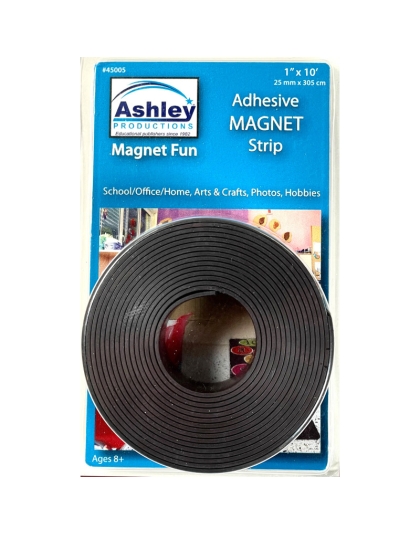 Magnetic Adhesive Strip, 1 in. x 10 ft., Cut-to-Fit Flexible Mounting Roll
