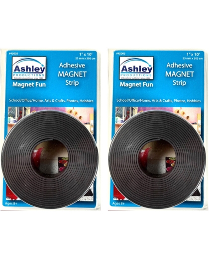 Magnetic Adhesive Strip, 2 Rolls, 1 in. x 10 ft. Each, Cut-to-Fit Flexible Mounting Roll