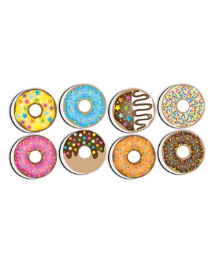 Non-Magnetic Mini Whiteboard Erasers, DonutFetti&reg;, 8-Pack