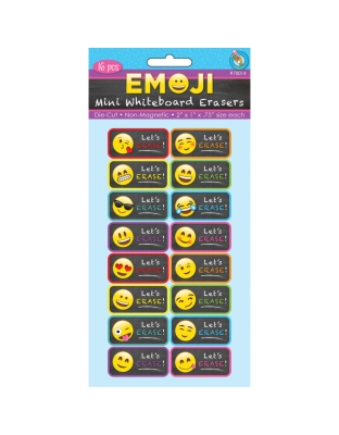 Non-Magnetic Mini Whiteboard Erasers, Emotions Icons, Pack of 16