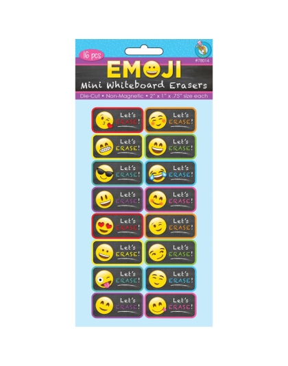 Non-Magnetic Mini Whiteboard Erasers, Emotions Icons, Pack of 16