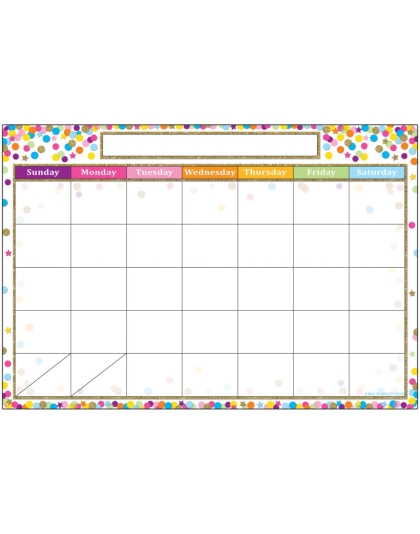Smart Poly&trade; Chart, 13" x 19", Confetti Calendar