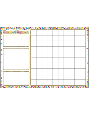 Smart Poly&trade; Chart, 13" x 19", Confetti Hundred Squares