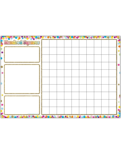 Smart Poly&trade; Chart, 13" x 19", Confetti Hundred Squares