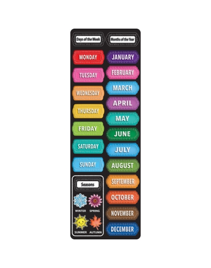 Classroom Mat Runner, Days, Months and Seasons, 15.5 in x 47 in
