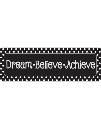 The Original Fun Mat&trade;, Mat Runner, 15.5" x 47", Dream Believe, Achieve, Black with White Dots