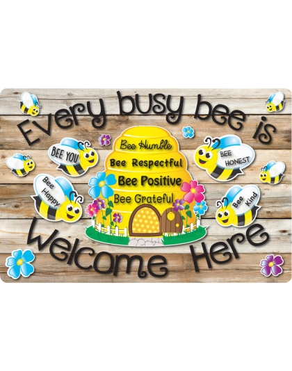 Welcome Mat with Slip Resistant Backing, 15.5" x 23.5", Bee Hive Theme Values