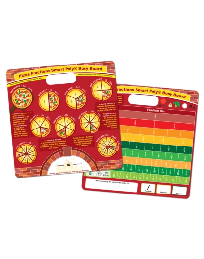 Smart Poly&reg; Educational Activity Busy Board, Dry Erase with Marker, 10-3/4" x 10-3/4", Pizza Fractions