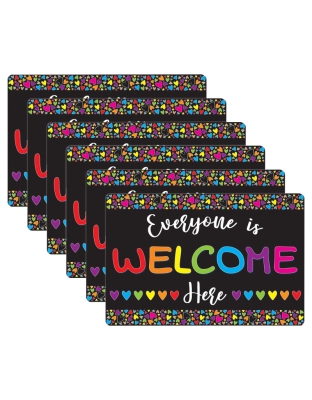 Computer Mouse Pad, 8" x 10", Everyone is Welcome Here, Hearts, Pack of 6