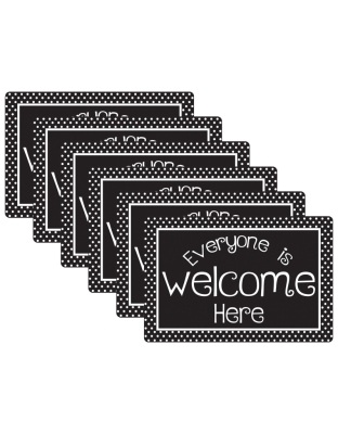 Computer Mouse Pad, 8" x 10", Everyone is Welcome Here, BW Dots, Pack of 6