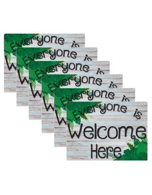 Computer Mouse Pad, 8" x 10", Everyone is Welcome Here, Beech Wood, Greenery, Pack of 6