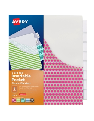 Big Tab&trade; Pocket Insertable Plastic Dividers, 8-Tab Set