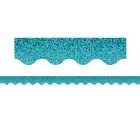 Teal Sparkle Scalloped Border Trim, 35 Feet