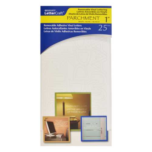 LetterCraft Removable Vinyl Lettering, 1-Inch, Parchment, White
