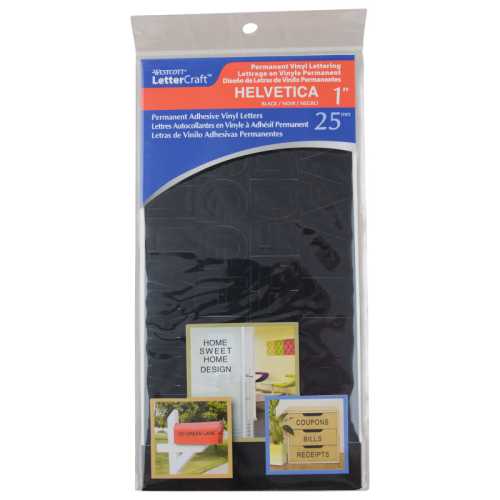 LetterCraft Permanent Vinyl Lettering, Helvetica, 1-Inch, Black