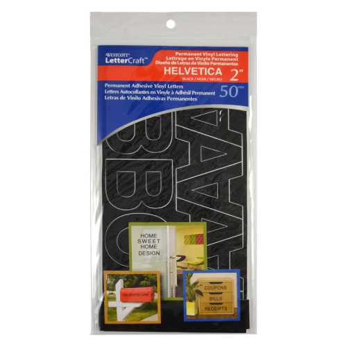 LetterCraft Permanent Vinyl Lettering, Helvetica, 2-Inch, Black