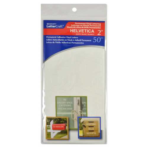 LetterCraft Permanent Vinyl Lettering, Helvetica, 2-Inch, White