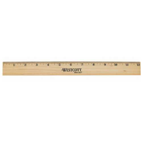Beveled Wood Ruler, Standard, 12 in Long, Natural Hardwood, Set of 12