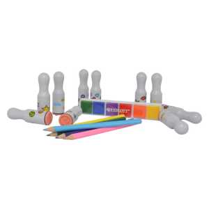 16-Piece Stamp Set, 10 Stamps, Colored Pencils, Multi-Color Ink Pad