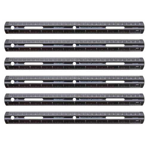Recycled Plastic Ruler, Standard/Metric, 12 in, Black, Set of 6