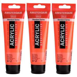 Standard Acrylic Paint, 120ml, Reflex Orange 257, Pack of 3