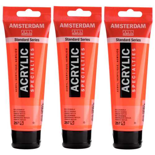 Standard Acrylic Paint, 120ml, Reflex Orange 257, Pack of 3