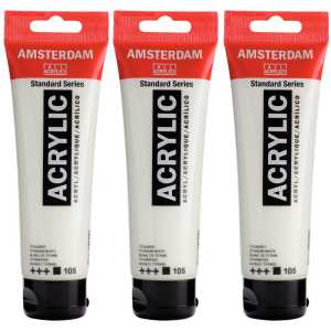 Standard Acrylic Paint, 120ml, Titanium White 105, Pack of 3