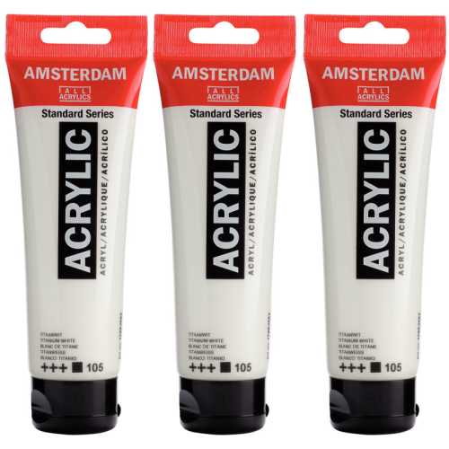 Standard Acrylic Paint, 120ml, Titanium White 105, Pack of 3