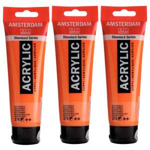Standard Acrylic Paint, 120ml, Azo Orange 276, Pack of 3