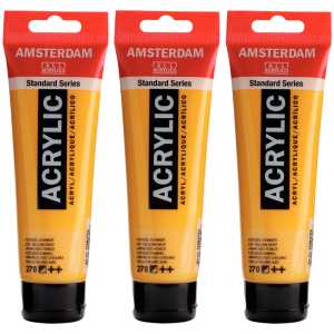 Standard Acrylic Paint, 120ml, Azo Yellow Deep 270, Pack of 3