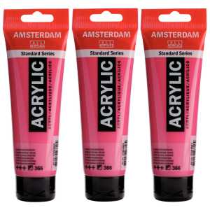 Standard Acrylic Paint, 120ml, Quinacridone Rose 366, Pack of 3