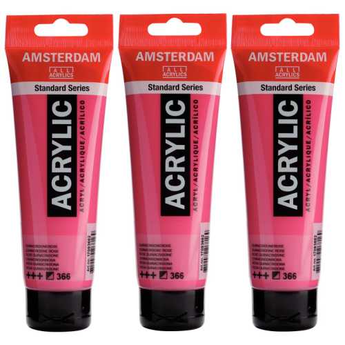 Standard Acrylic Paint, 120ml, Quinacridone Rose 366, Pack of 3